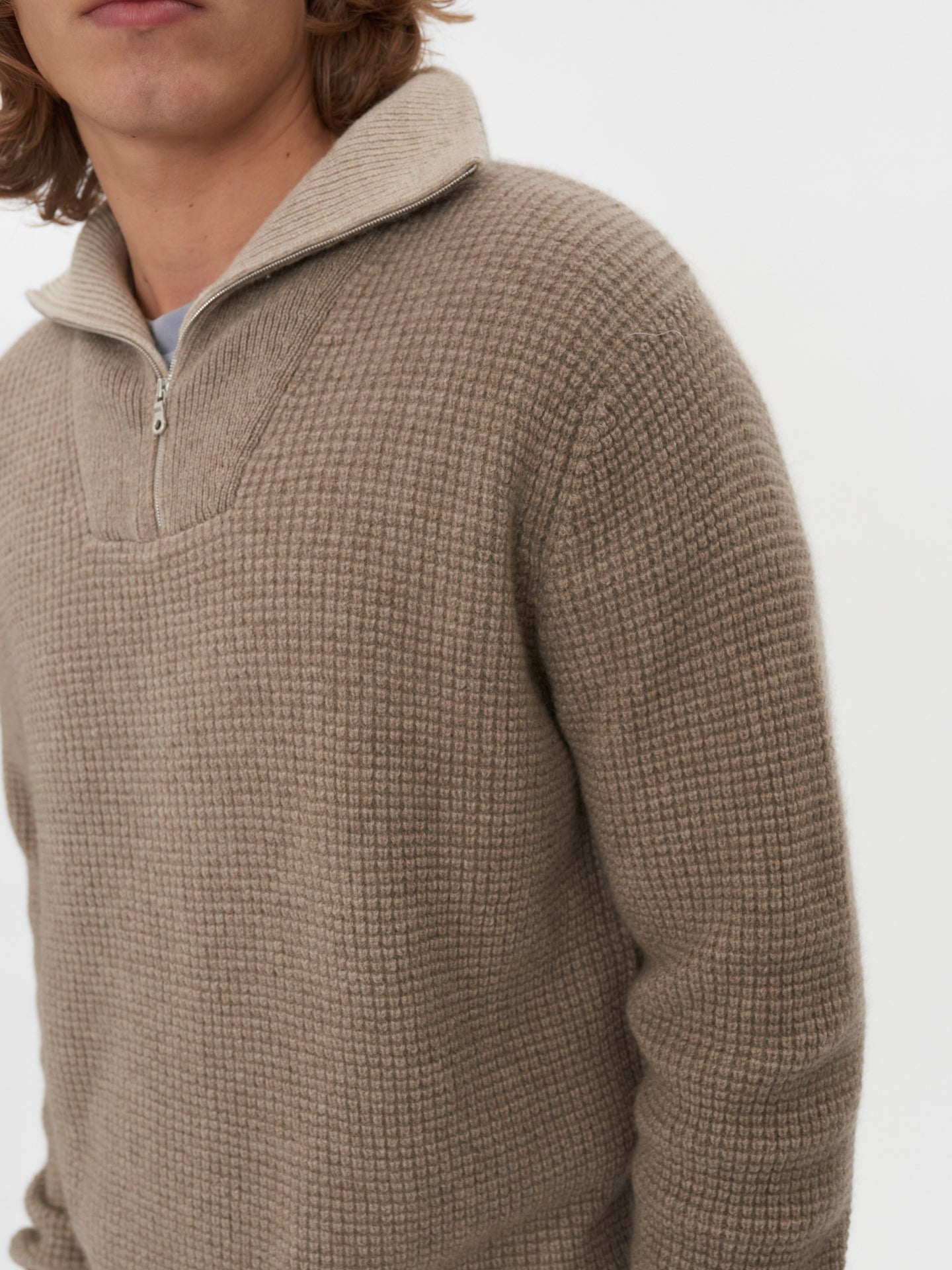 Herren Polo Aus Kaschmir Taupe - Gobi Cashmere