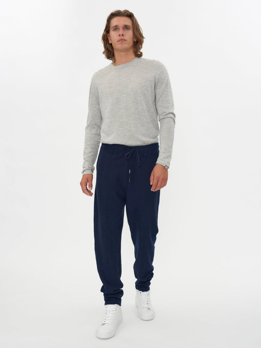 Herren Kaschmir Jogger Mit Umgekehrter Naht Marineblau - Gobi Cashmere