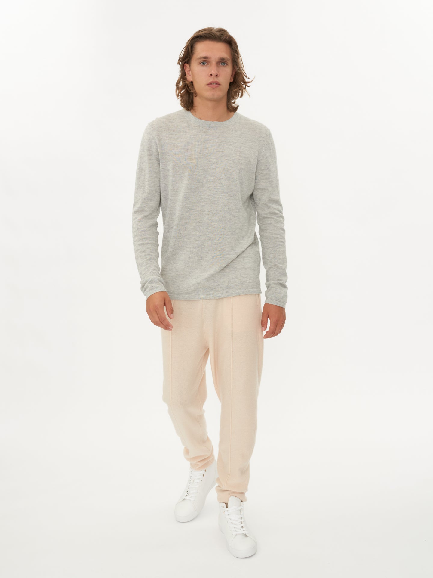 Herren Kaschmir-Seide Rundhalspullover Vapor Blue - Gobi-Cashmere
