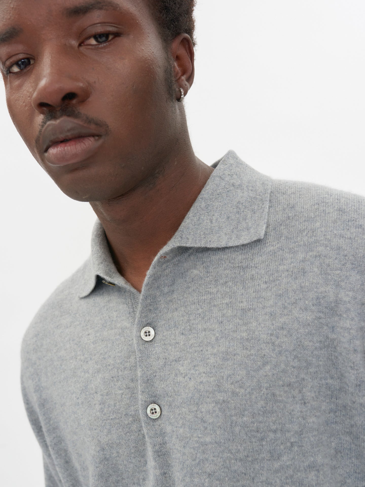 Herren Kaschmir Polokragen Pullover Hellgrau - Gobi Cashmere