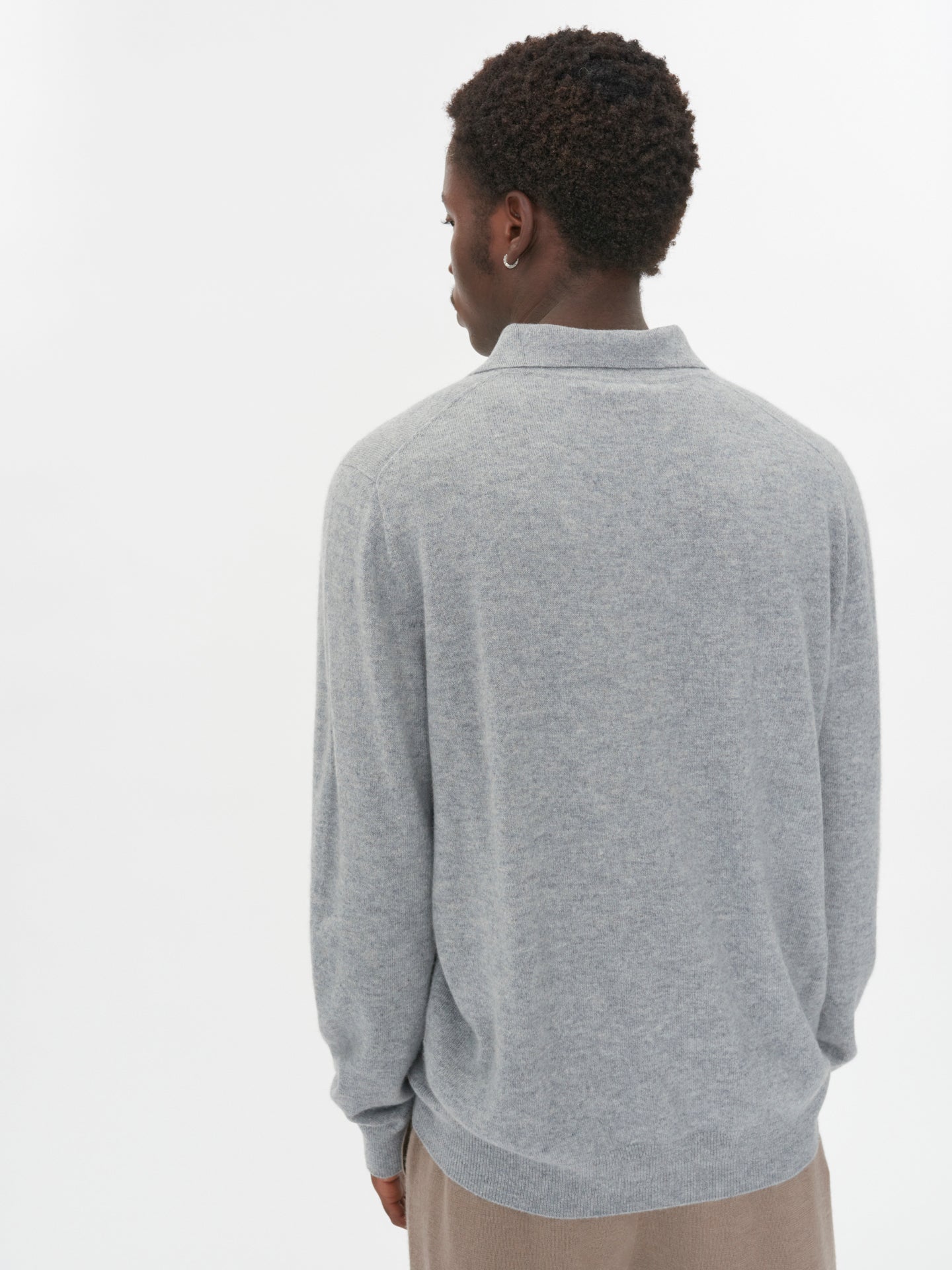 Herren Kaschmir Polokragen Pullover Hellgrau - Gobi Cashmere