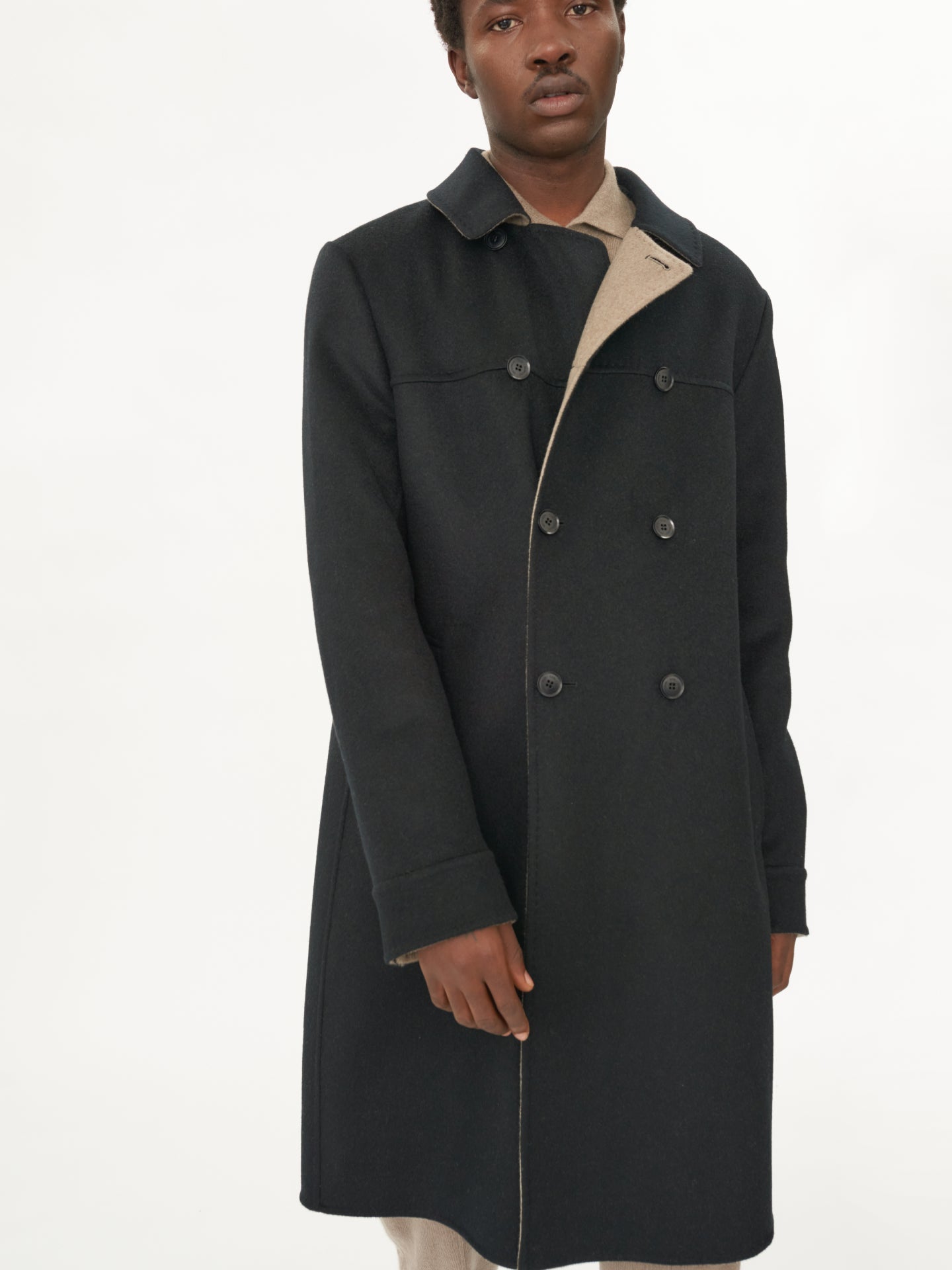 Kaschmir Popeline Mantel Schwarz - Gobi Cashmere 