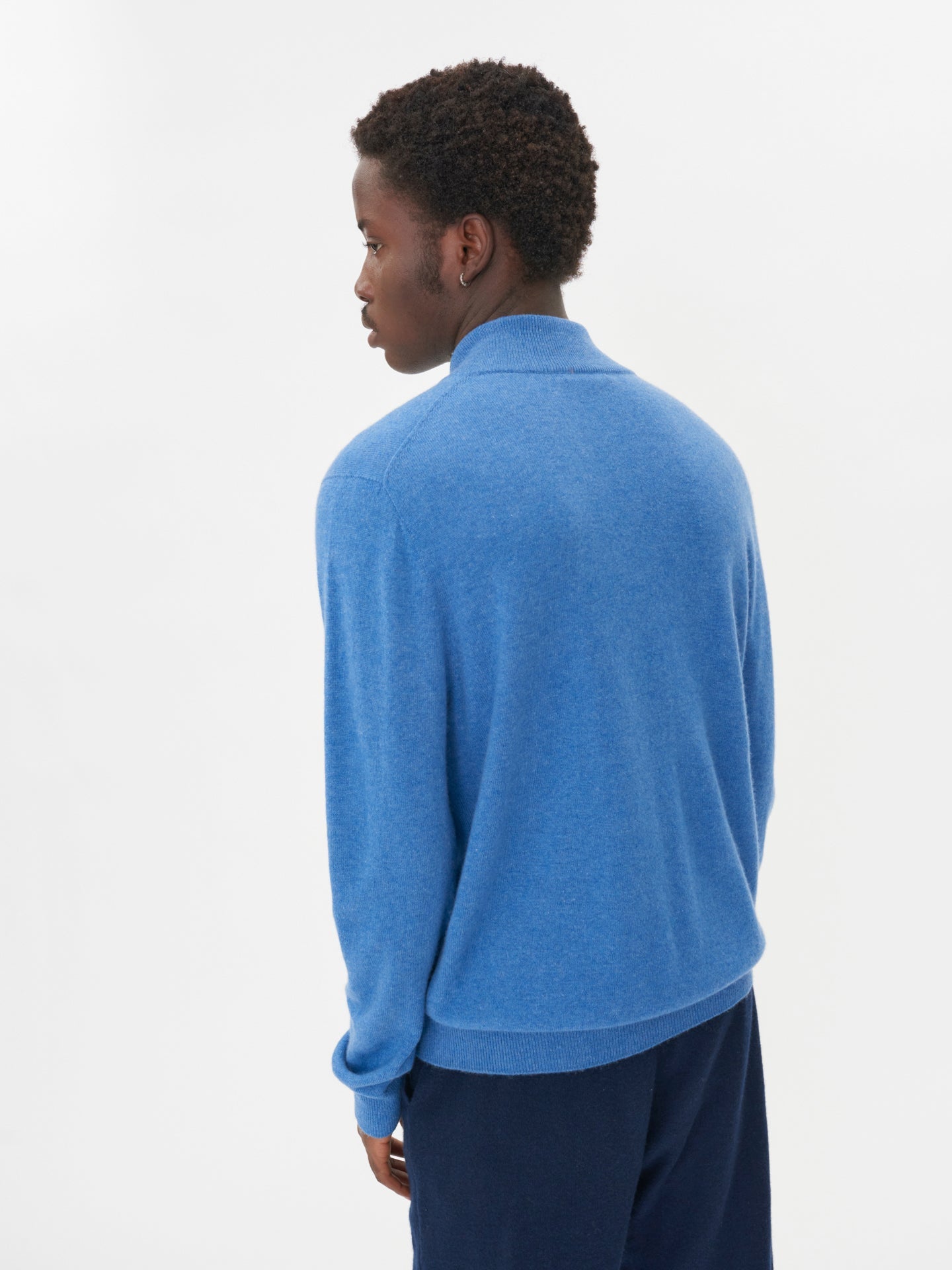 Herren Kaschmir Strickjacke Mit Reißverschluss Blau - Gobi Cashmere