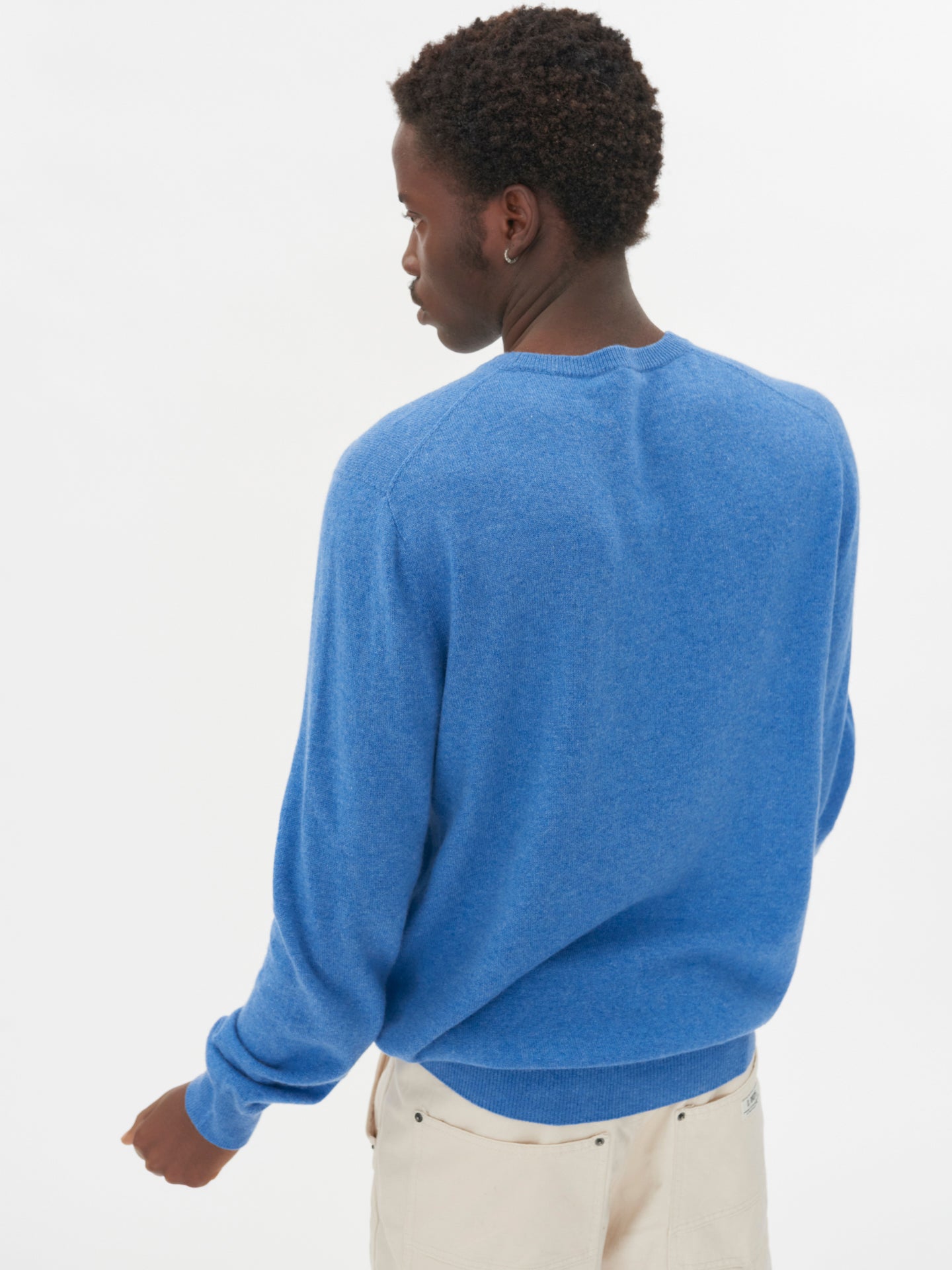 Herren Kaschmir R-Ausschnitt Pullover Blau - Gobi Cashmere