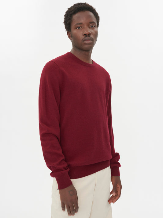 Men's Cashmere Round Neck Sweater Taupe - Gobi Cashmere