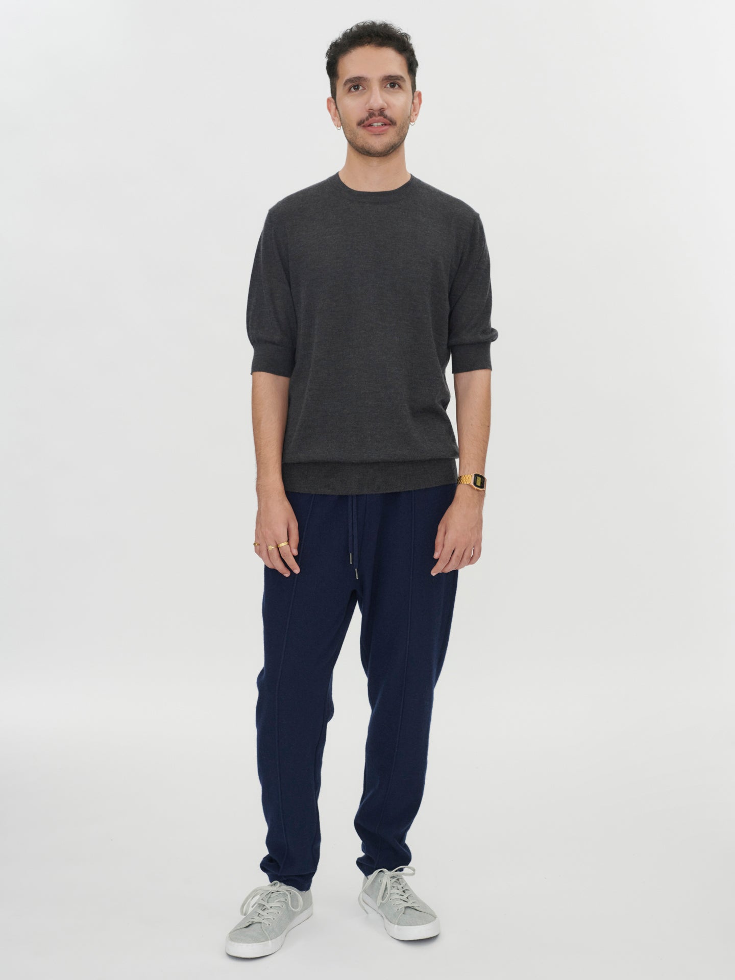 Herren T-Shirt Aus Seide Und Kaschmir Holzkohle - Gobi Cashmere