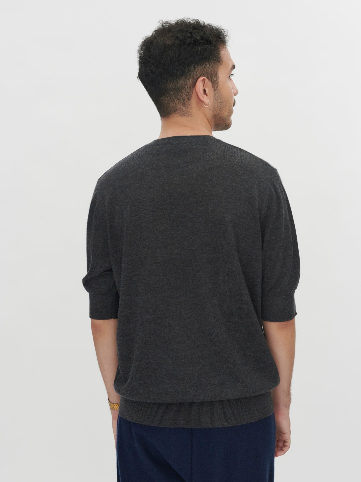 Herren T-Shirt Aus Seide Und Kaschmir Holzkohle - Gobi Cashmere