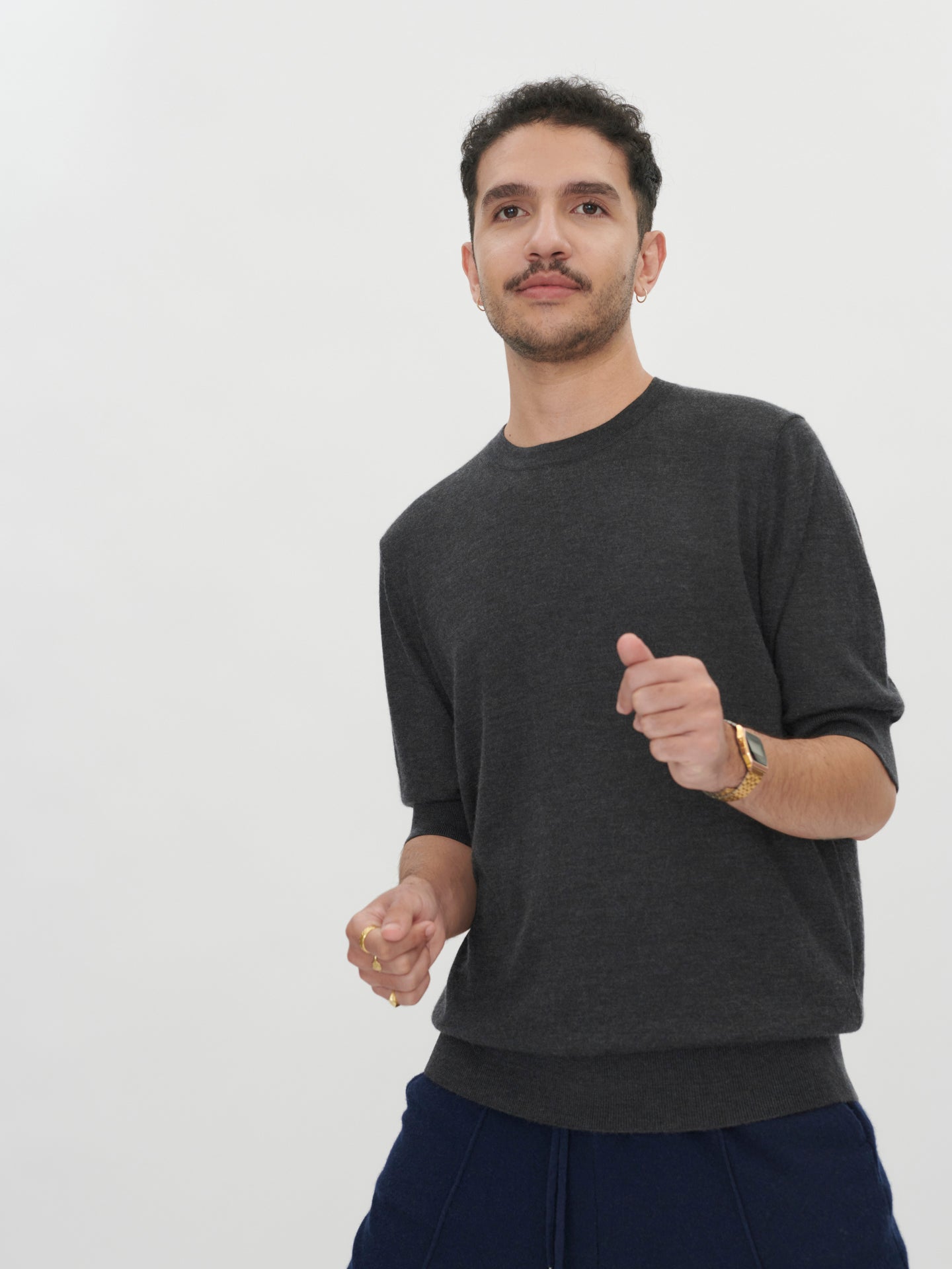 Herren T-Shirt Aus Seide Und Kaschmir Holzkohle - Gobi Cashmere