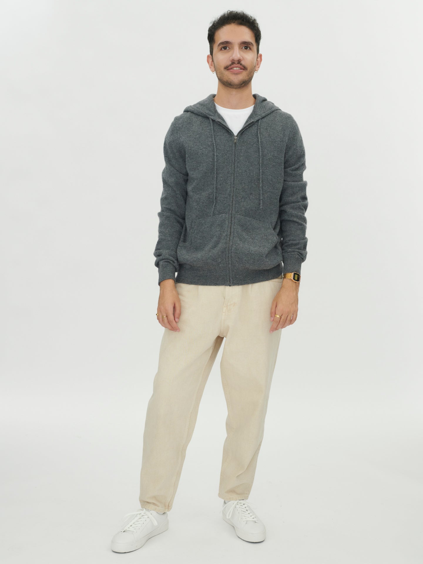 Herren Kaschmir Kapuzen-Strickjacke Mit Reißverschluss Plum Kitten - Gobi Cashmere