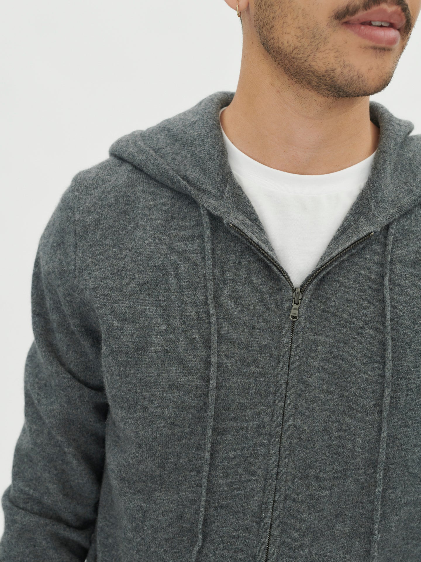 Herren Kaschmir Kapuzen-Strickjacke Mit Reißverschluss Plum Kitten - Gobi Cashmere