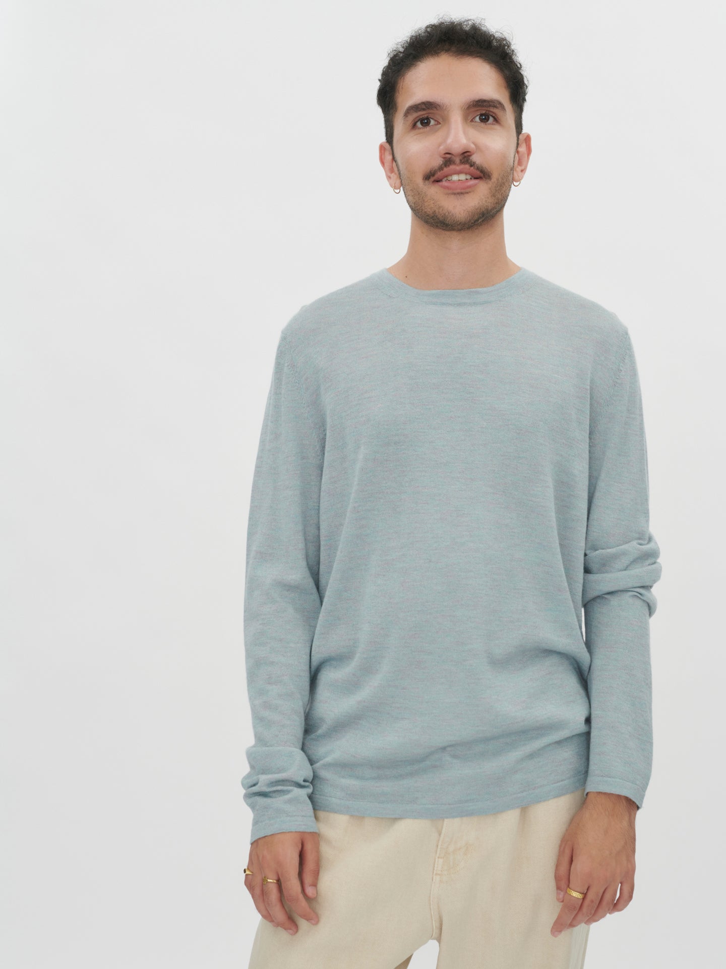 Herren Rundhalspullover Aus Seide Und Kaschmir Abyss - Gobi-Cashmere