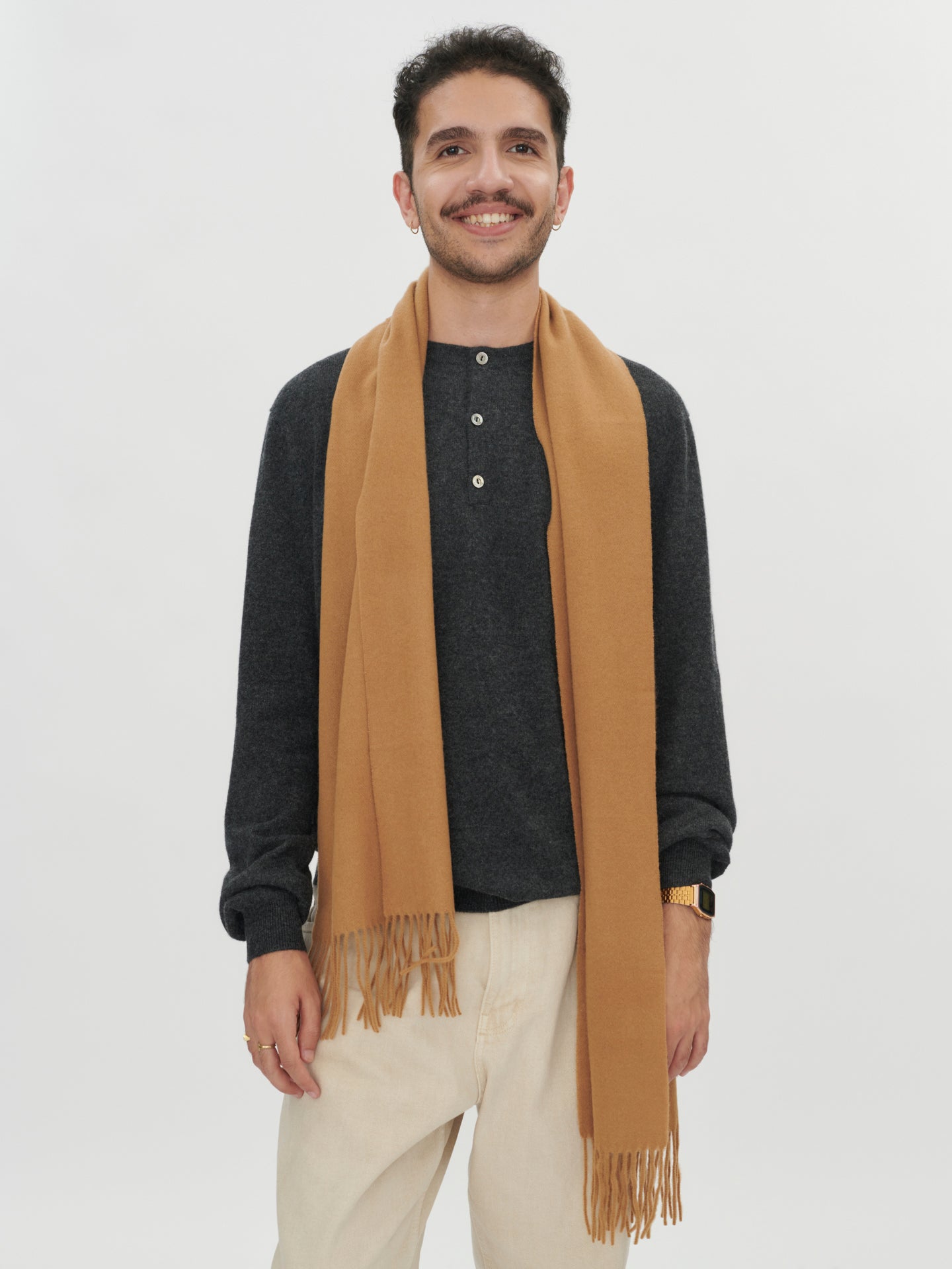 Unisex Kaschmir Schal Mit Fransen Mandel - Gobi Cashmere