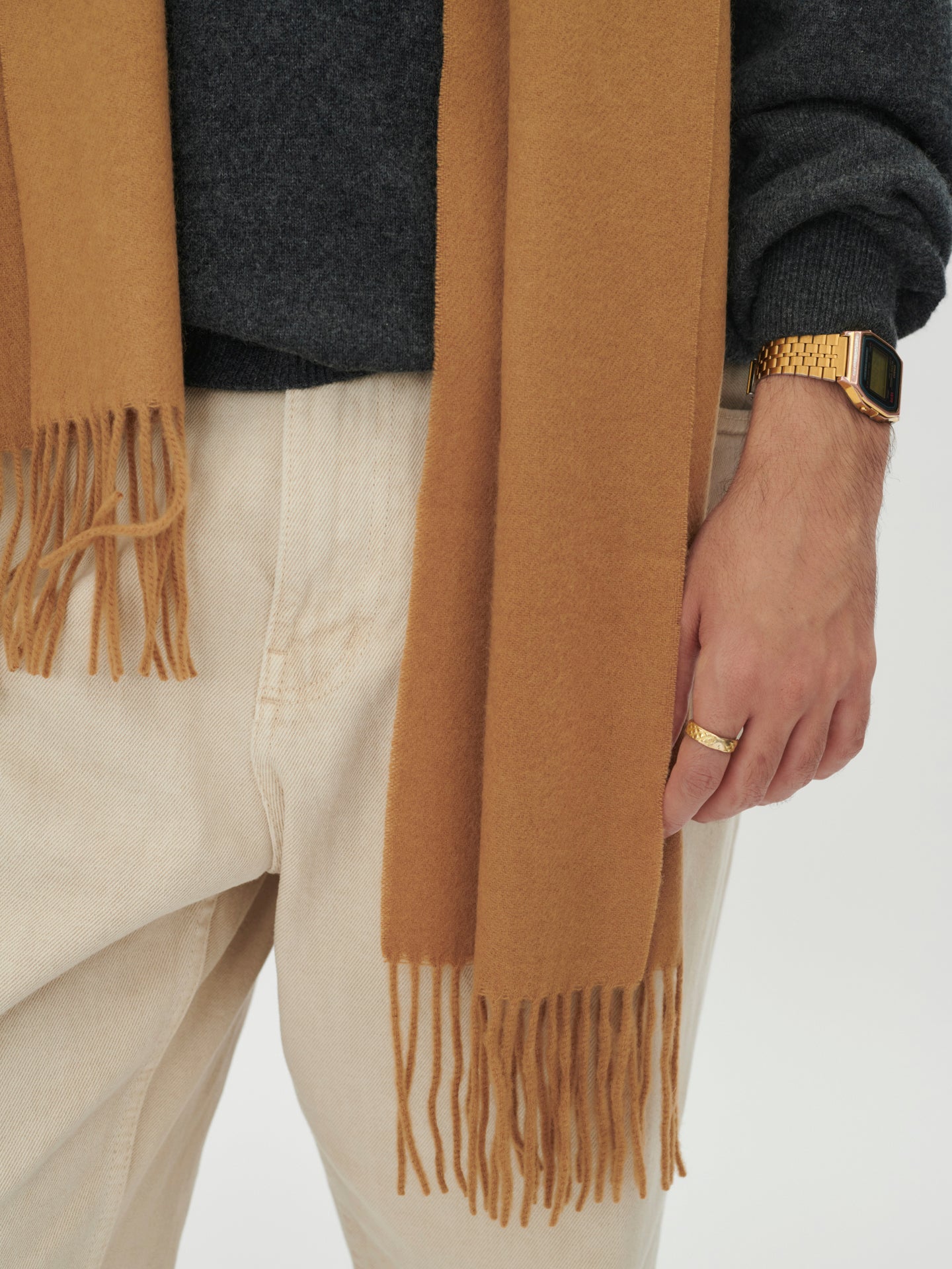 Unisex Kaschmir Schal Mit Fransen Mandel - Gobi Cashmere