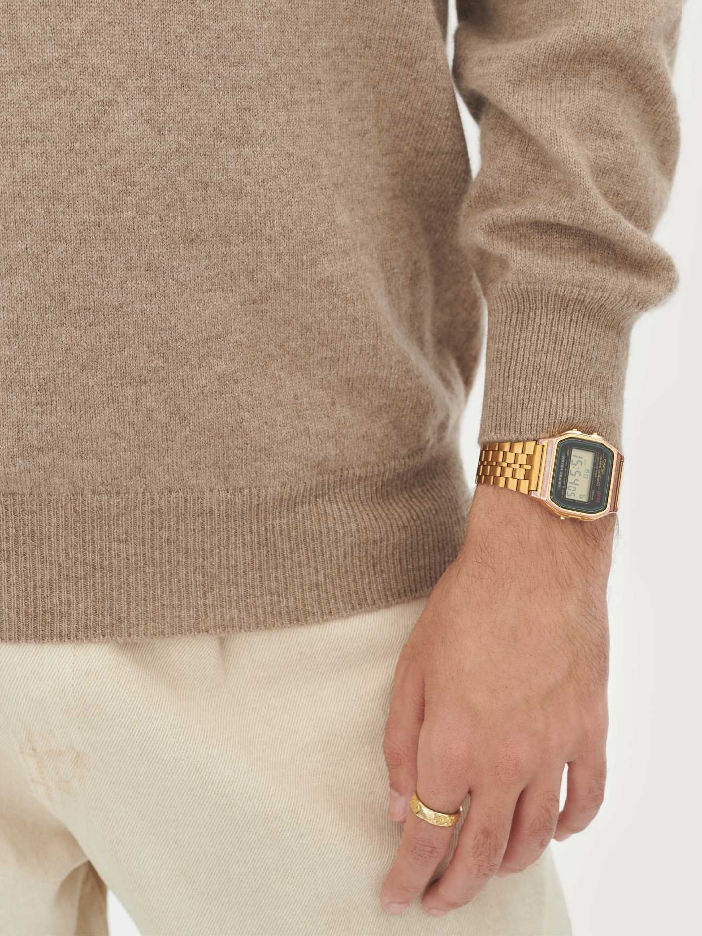 Herren Kaschmir Basic V-Ausschnitt Pullover Taupe - Gobi Cashmere