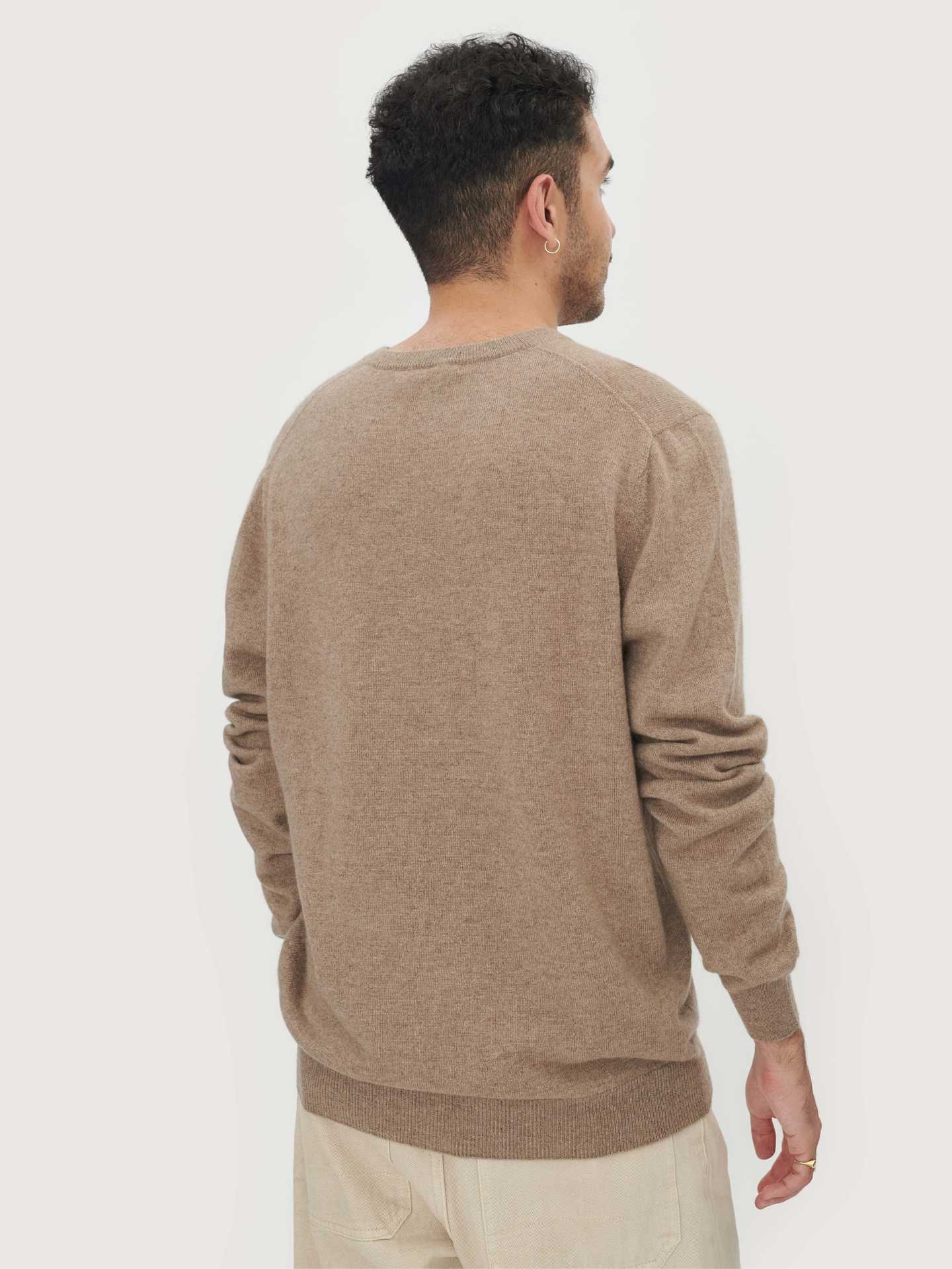 Herren Kaschmir Basic V-Ausschnitt Pullover Taupe - Gobi Cashmere