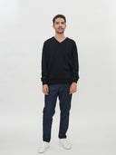 Herren V-Ausschnitt Pullover Schwarz | GOBI Cashmere
