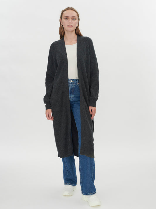 Damen Kaschmir Lange Und Leichte Strickjacke Holzkohle - Gobi Cashmere