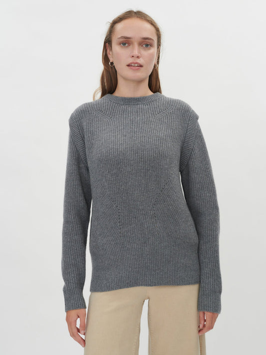 Damen Layered Effect Pullover aus Kaschmir Dunkelgrau - Gobi Cashmere