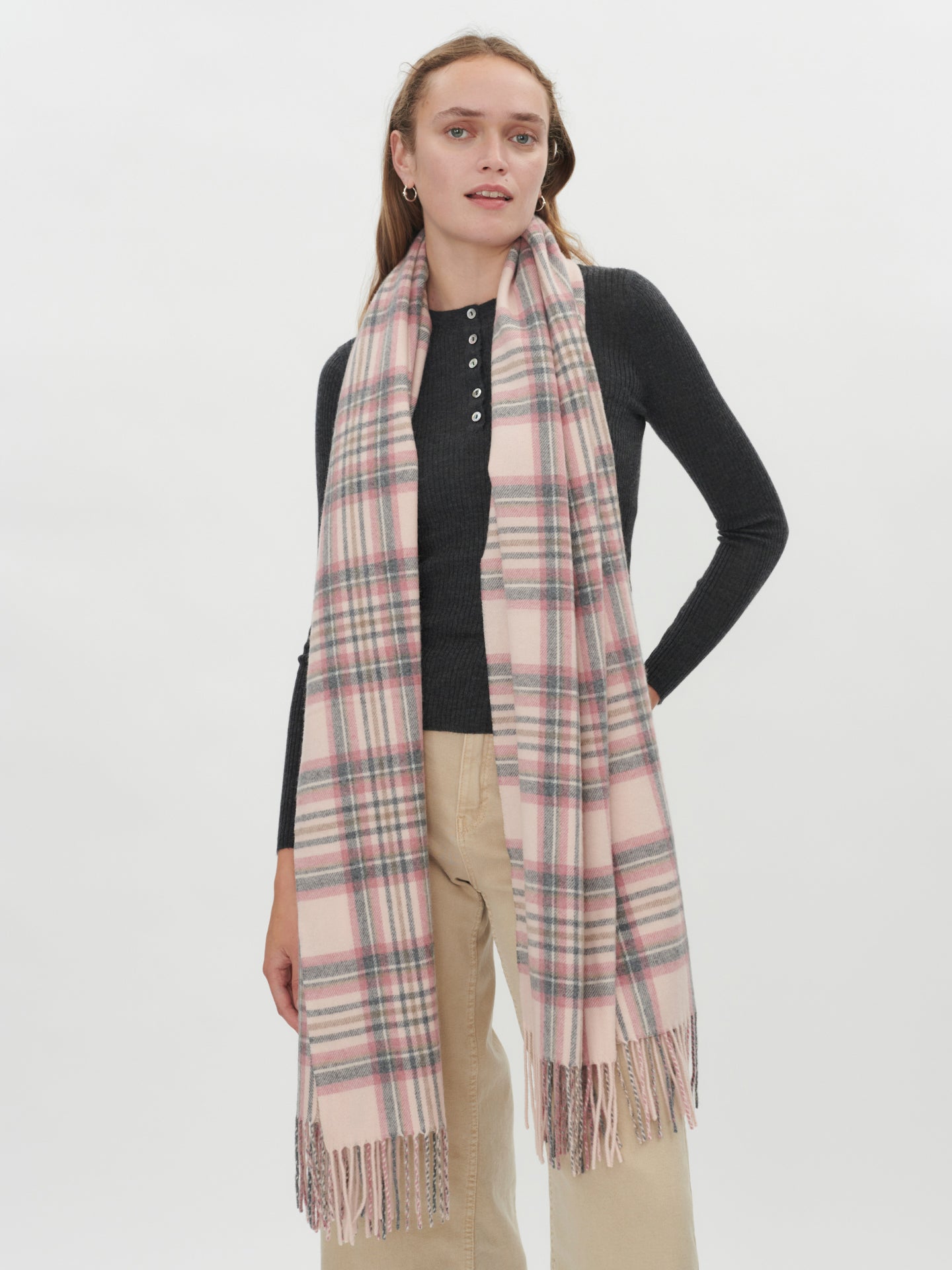 Damen Kaschmir Übergroßer Gewebter Schal pearl blush - Gobi Cashmere