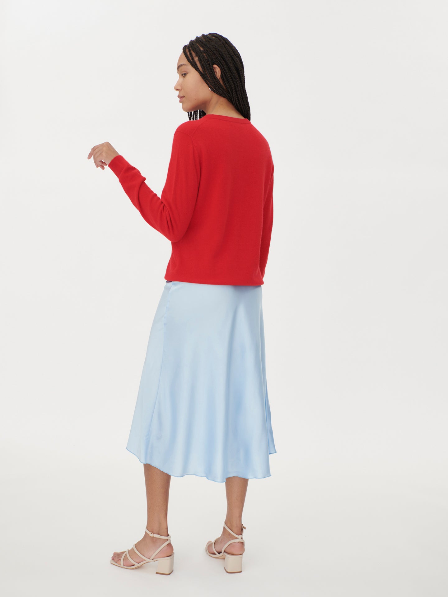 Damen Kaschmir R-Ausschnitt Strickjacke mit Knöpfen Rot - Gobi Cashmere