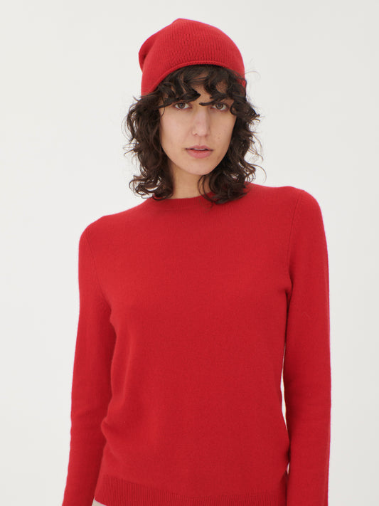 Damen Kaschmir 99€ Set aus Pullover und Mütze Rot - Gobi Cashmere