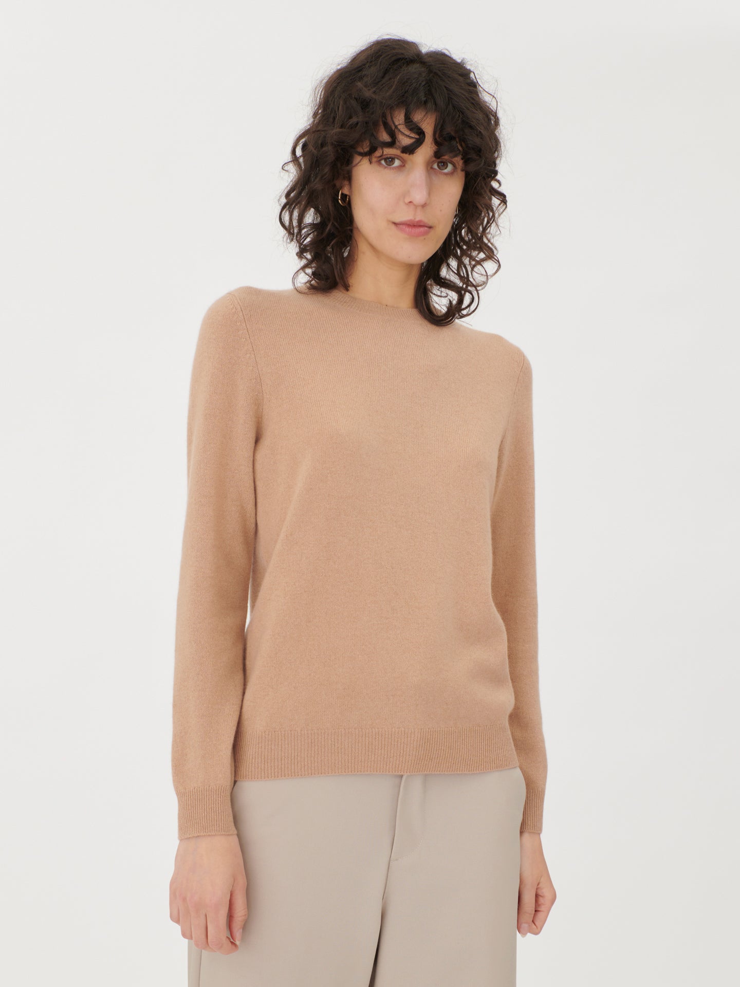 Damen Kaschmir 99€ Set aus Pullover und Mütze Hellkamel - Gobi Cashmere