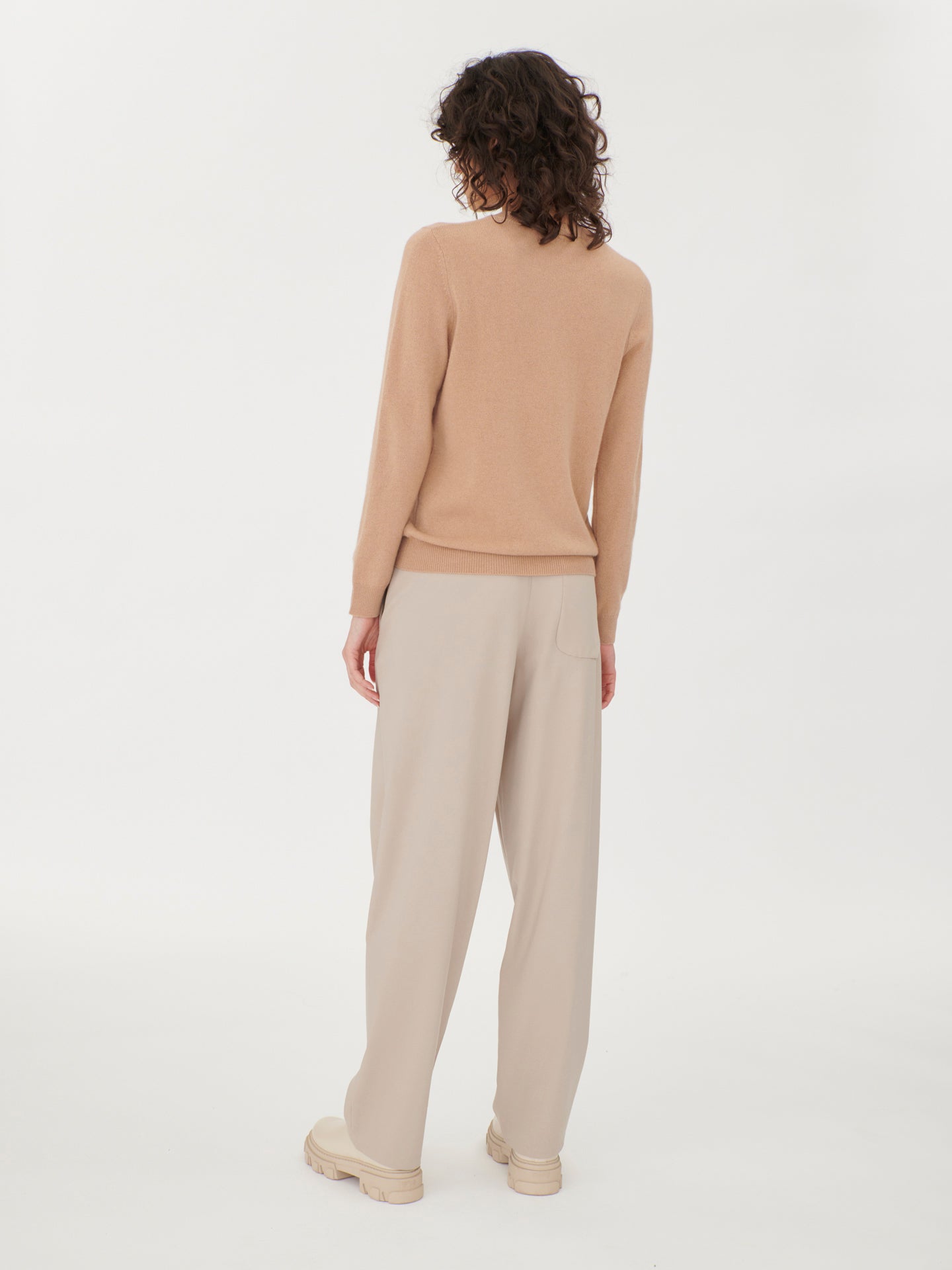 Damen Kaschmir 99€ Set aus Pullover und Mütze Hellkamel - Gobi Cashmere