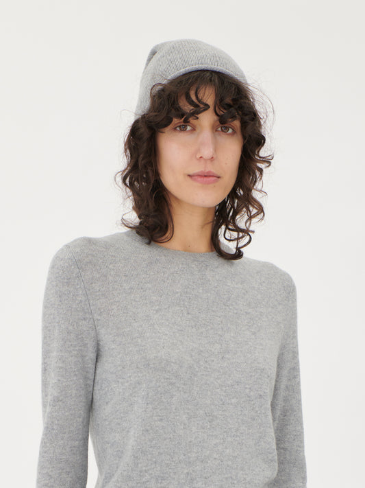 Damen Kaschmir 99€ Set aus Pullover und Mütze Hellgrau - Gobi Cashmere