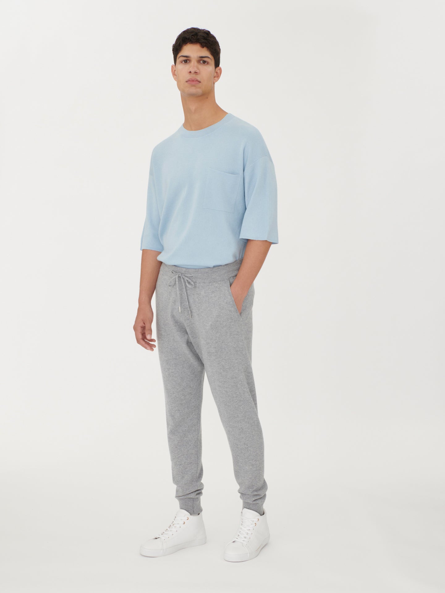 Herren Kaschmir Lockere Jogginghose Hellgrau - Gobi Cashmere