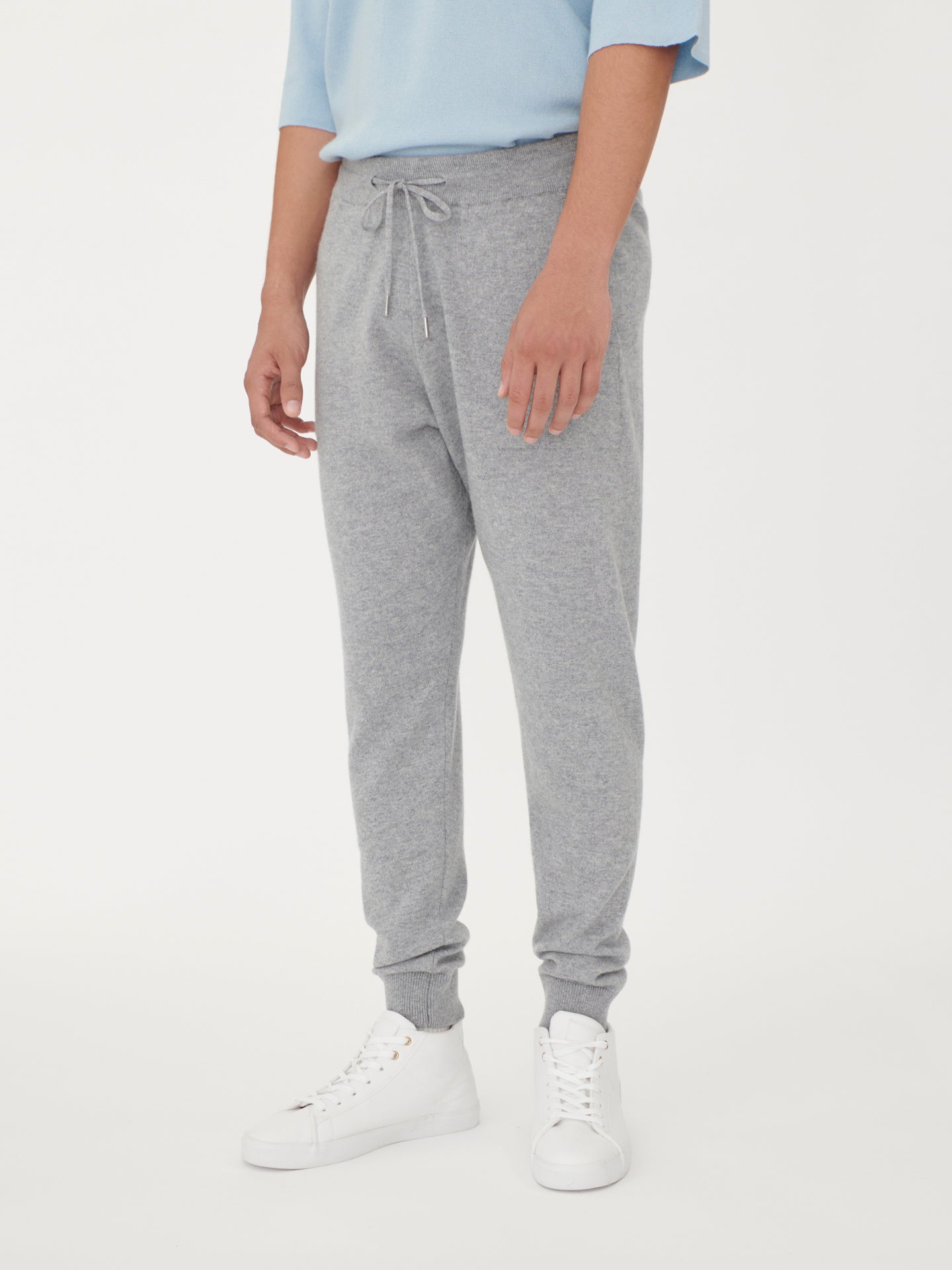 Herren Kaschmir Lockere Jogginghose Hellgrau - Gobi Cashmere