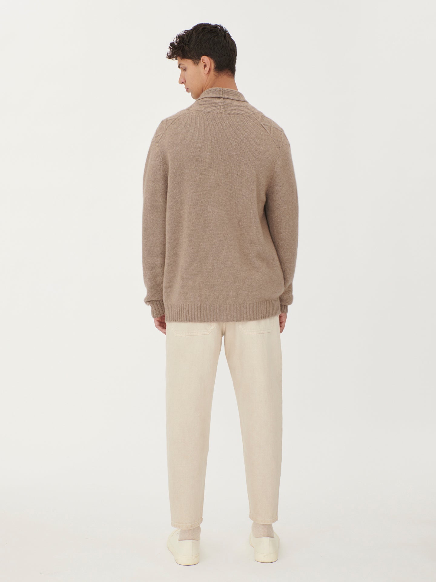 Men's Cashmere Shawl Collar Cardigan Taupe - Gobi Cashmere