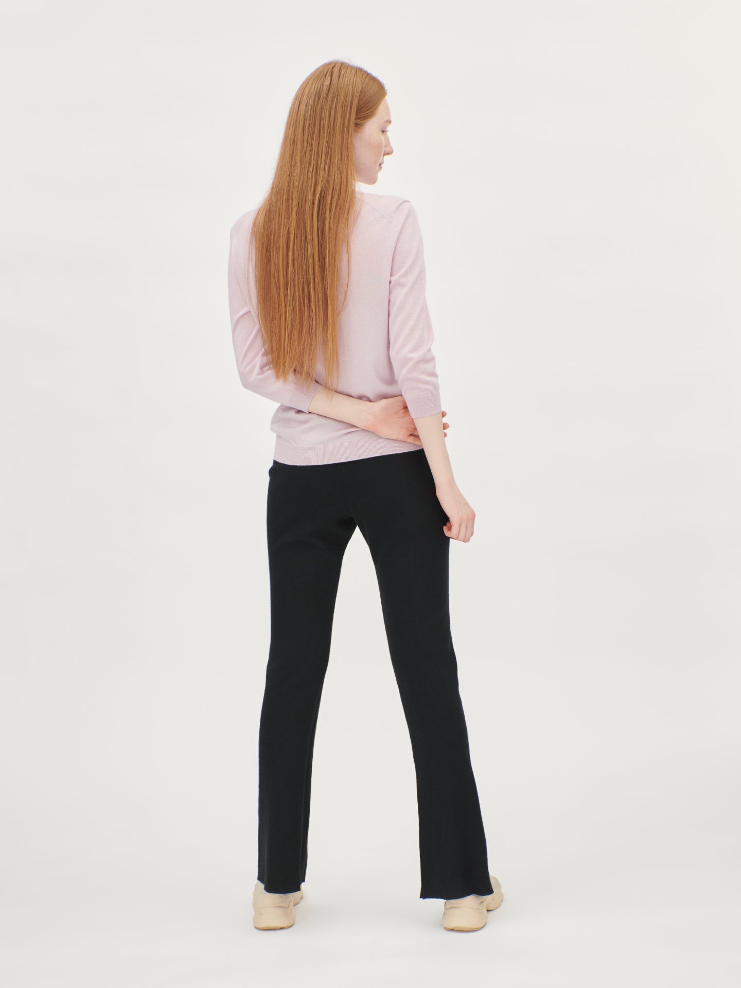 Damen Kaschmir Rundhalspullover mit kurzen Ärmeln Pink Mist - Gobi Cashmere