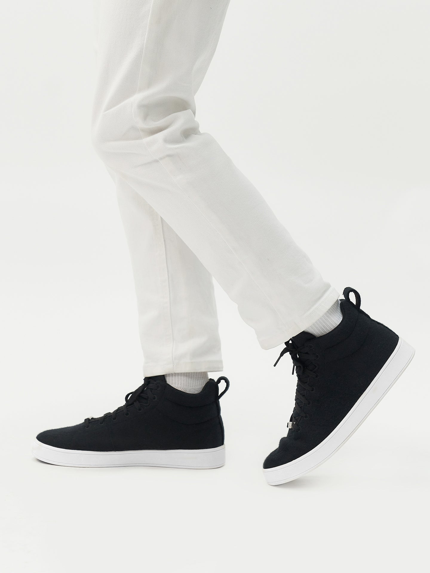Unisex Cashmere High-Top Sneakers Black - Gobi Cashmere