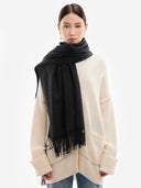 Damen Kaschmir Übergroßer Gewebter Schal holzkohle - Gobi Cashmere