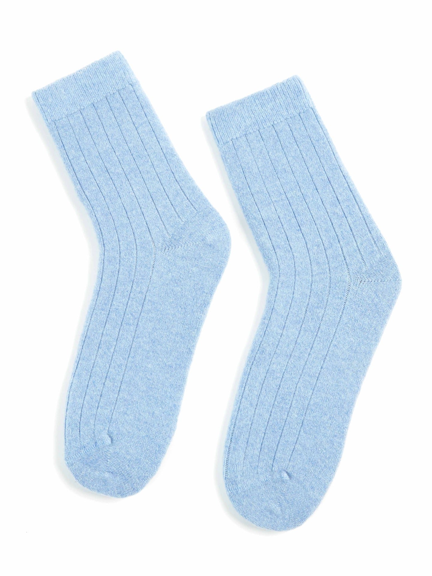 Unisex Kaschmir Rippenstrick-Socken Della Robbia Blue - Gobi Cashmere