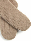 Unisex Kaschmir Rippenstrick-Socken Taupe - Gobi Cashmere