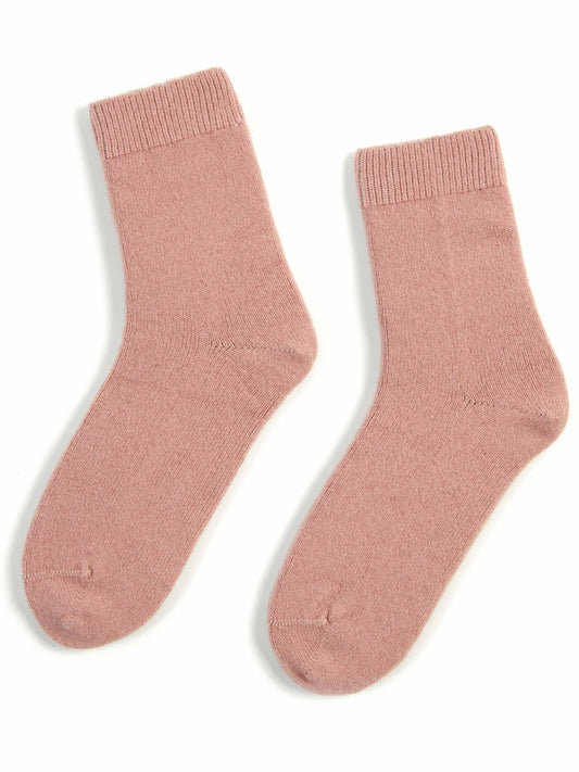 Unisex Kaschmir Trimmstrick-Socken Aschenrosa - Gobi Cashmere