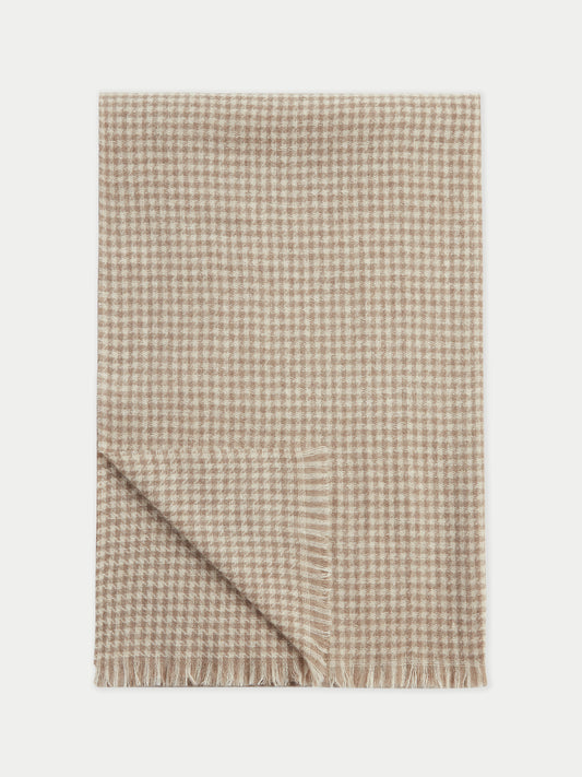 Naturfarbe Kaschmirschal mit Micro-Check Muster