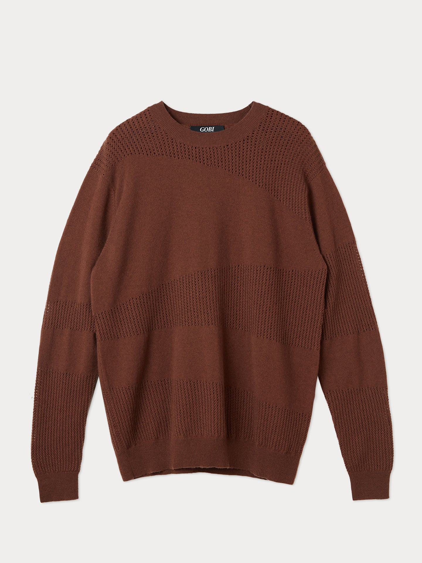 Herren Kaschmir Rundhalsausschnitt Mit Streifen Und Textur Winetasting - Gobi Cashmere