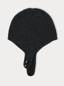 Damen Kaschmir Gestrickte Aviator-Mütze Holzkohle - Gobi Cashmere