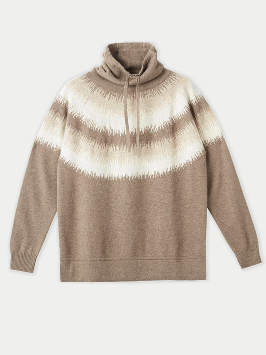 Pullover Mit Mehrfarbigem Muster Aus Kaschmir Taupe - Gobi Cashmere