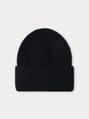 Damen Grob Gerippte Beanie-Mütze Schwarz - Gobi Cashmere