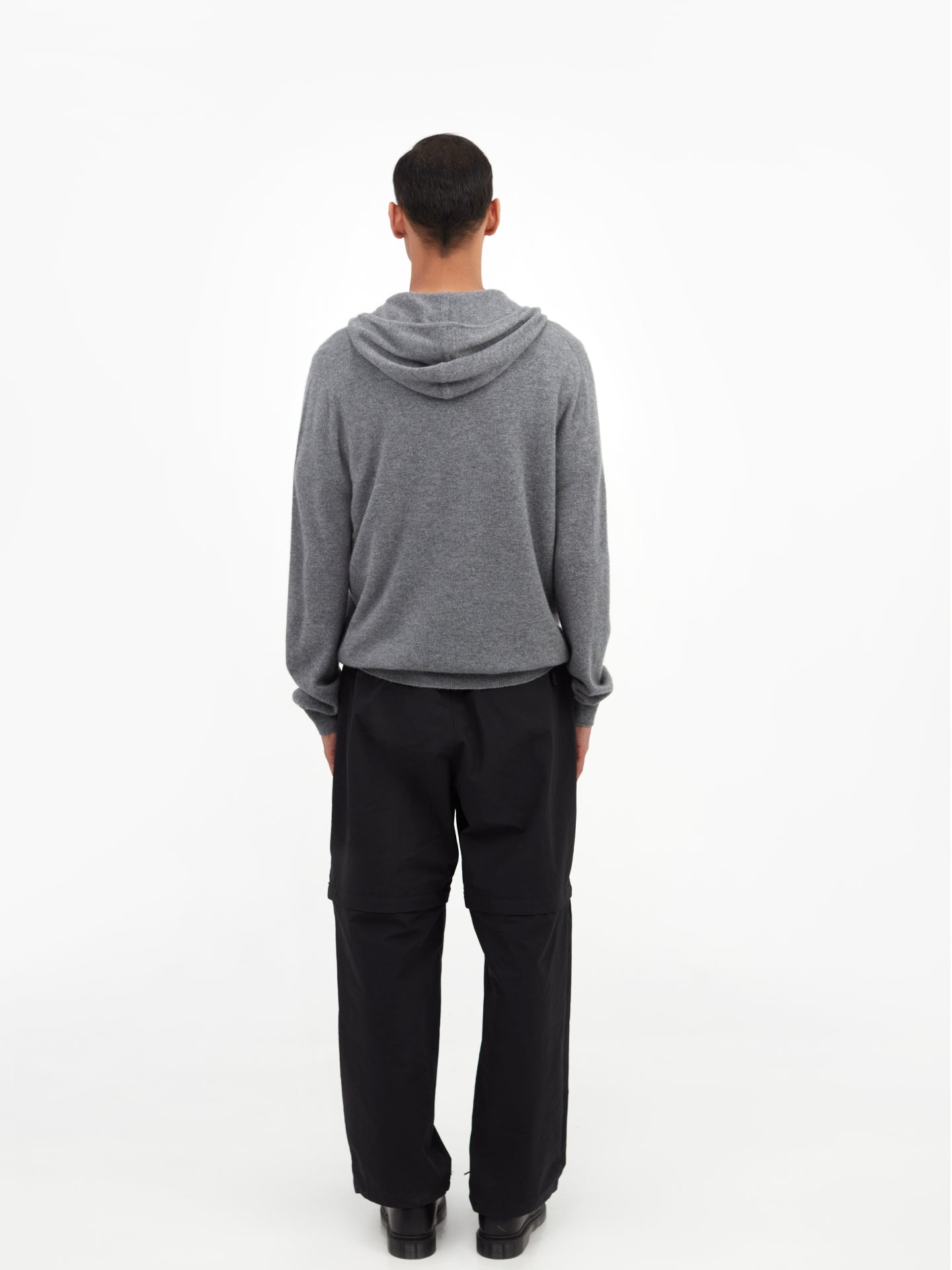 Herren Kaschmir Kapuzen-Strickjacke Mit Reißverschluss Dunkelgrau - Gobi Cashmere