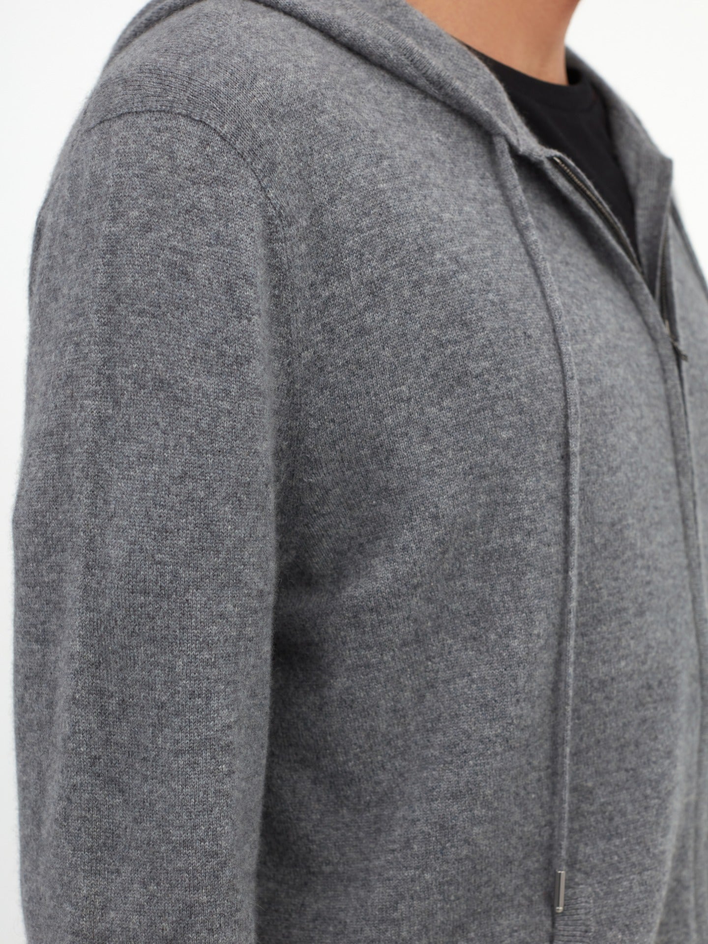 Herren Kaschmir Kapuzen-Strickjacke Mit Reißverschluss Dunkelgrau - Gobi Cashmere