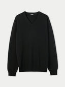 Herren V-Ausschnitt Pullover Schwarz | GOBI Cashmere