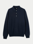Basic Kaschmirpullover mit Polokragen Marineblau - Gobi Cashmere