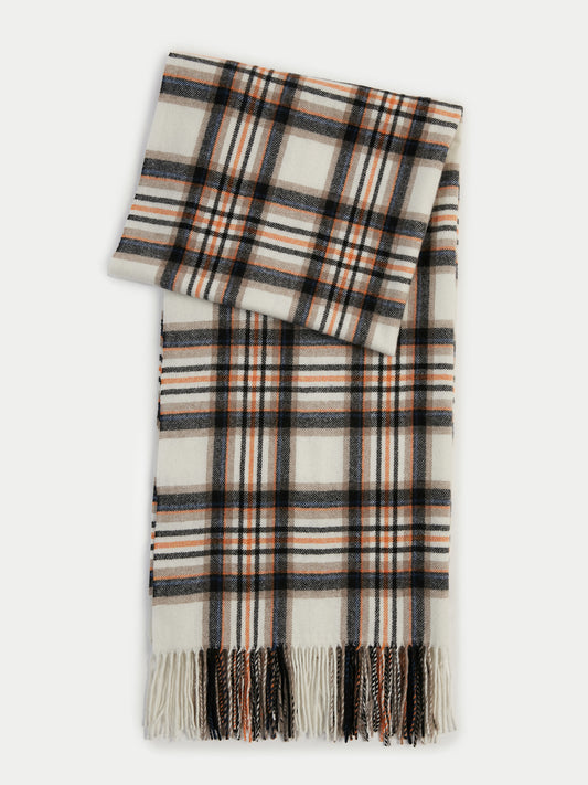 Herren Kaschmir Übergroßer Gewebter Schal Weiß - Gobi Cashmere