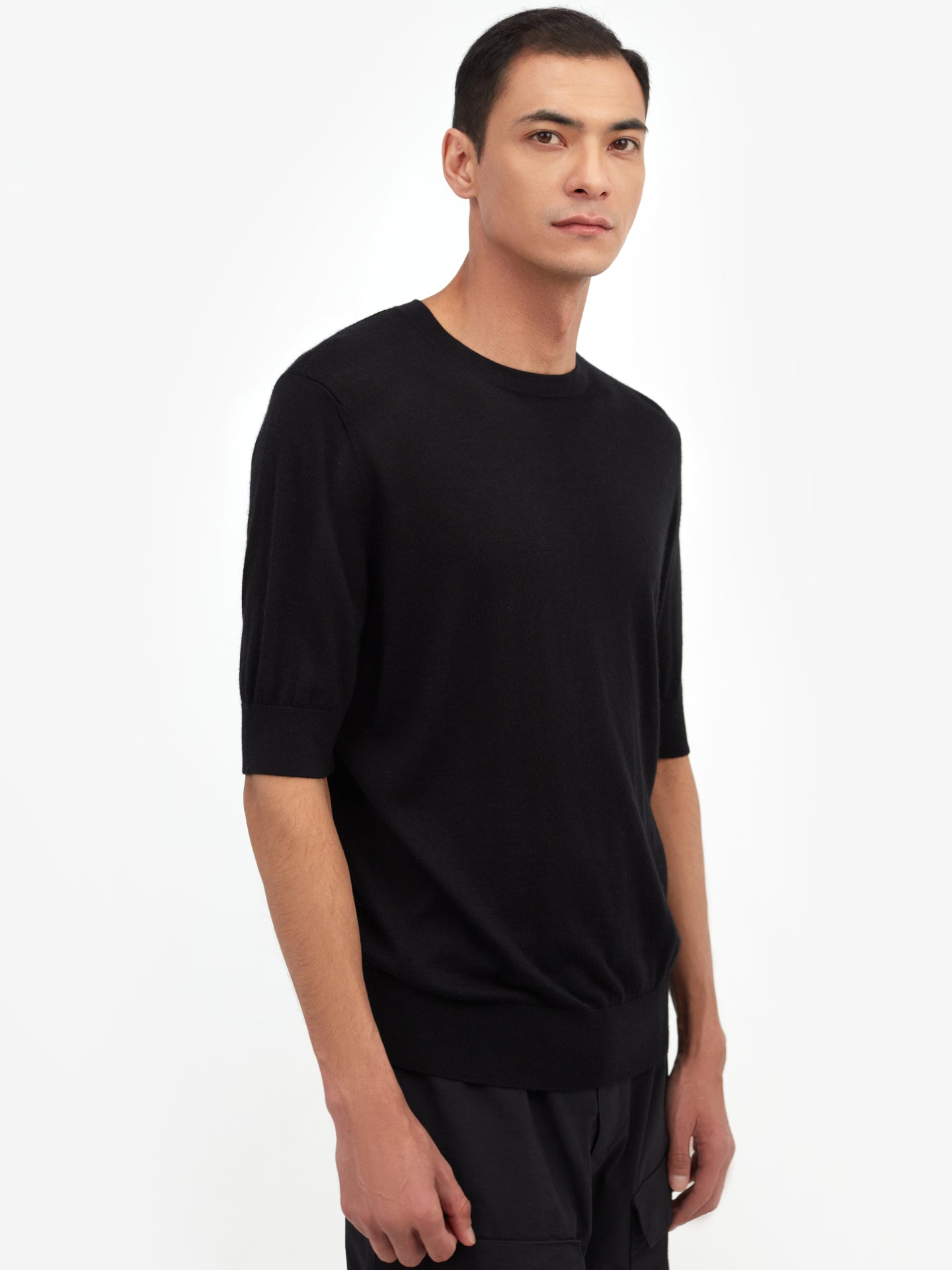 Herren T-Shirt Aus Seide Und Kaschmir Schwarz - Gobi Cashmere