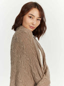 Kaschmir Decke Mit Zopfmuster Taupe - Gobi Cashmere