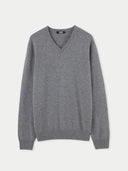 Herren V-Ausschnitt Pullover Schwachgrau | GOBI Cashmere